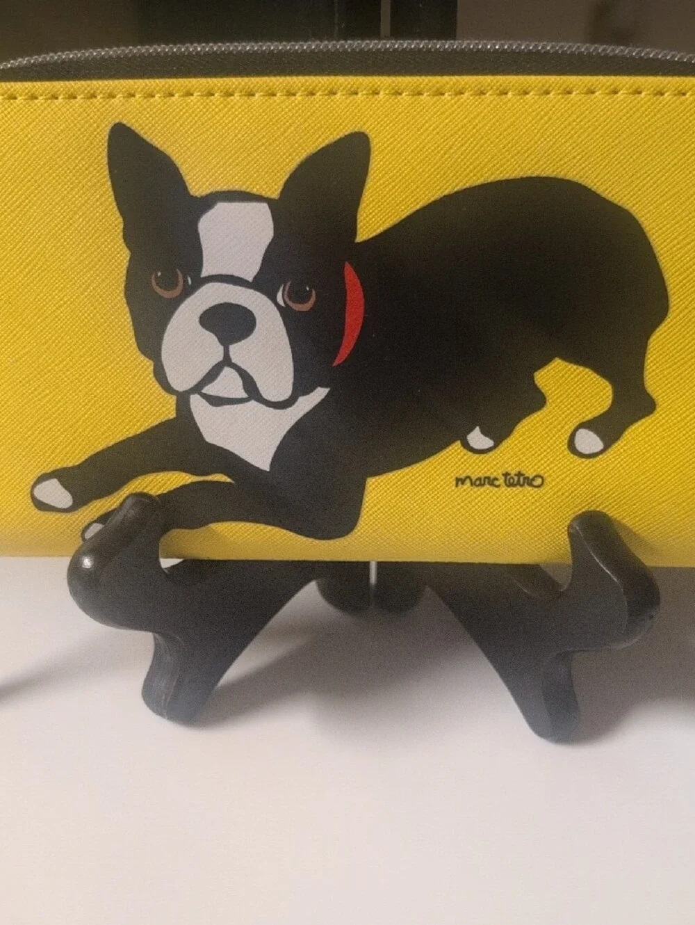 NWOT Marc Tetro Yellow Dog Zip Wallet - Cute Black Dog Design